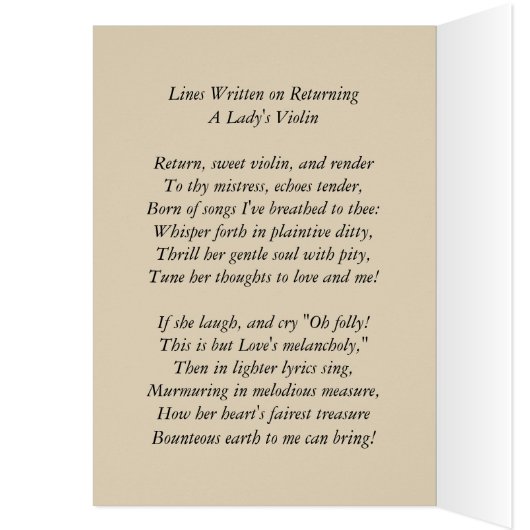 Victorian violinist (poem inside card) (Inside (Left))