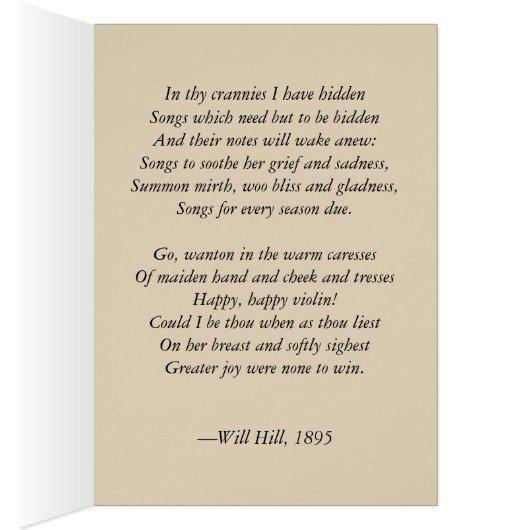 Victorian violinist (poem inside card) (Inside (Right))