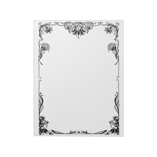 Victorian Visage and Vines border Notepad (Rotated)