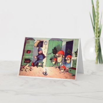 Victorian Visiting Mushrooms Christmas Card by LongToothed at Zazzle