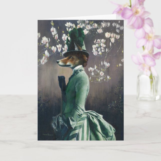 Victorian Vixen Greetings Card (Orchid)