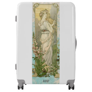 * Victorian Walking Woman Art Nouveau AR23 Vintage Luggage