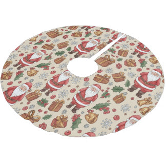 Victorian Watercolor Santa Christmas Collection Brushed Polyester Tree Skirt