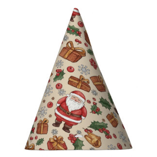 Victorian Watercolor Santa Christmas Collection Party Hat