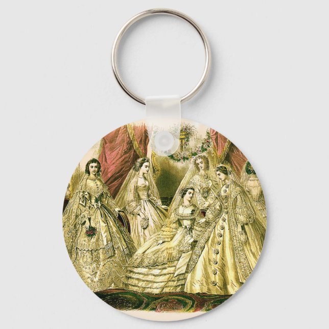 Victorian Wedding Art Print Fashion Dress Keychain (Front)