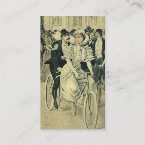 Victorian Wedding Bride and Groom Newlywed Bicycle Enclosure Card