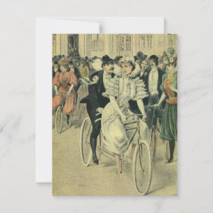 Victorian Wedding Bride and Groom Newlywed Bicycle Invitation