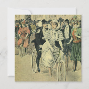 Victorian Wedding Bride and Groom Newlywed Bicycle Invitation