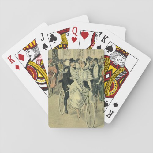 Victorian Wedding Bride and Groom Newlywed Bicycle Playing Cards