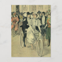 Victorian Wedding Bride and Groom Newlywed Bicycle