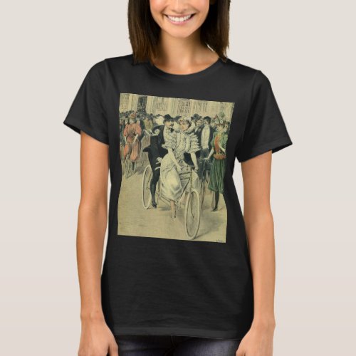 Victorian Wedding Bride and Groom Newlywed Bicycle T_Shirt