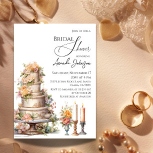 Victorian Wedding Cake Floral Bridal Shower Invitation