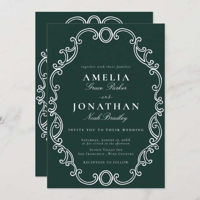 Victorian Wedding Crest Invitation (Front/Back)