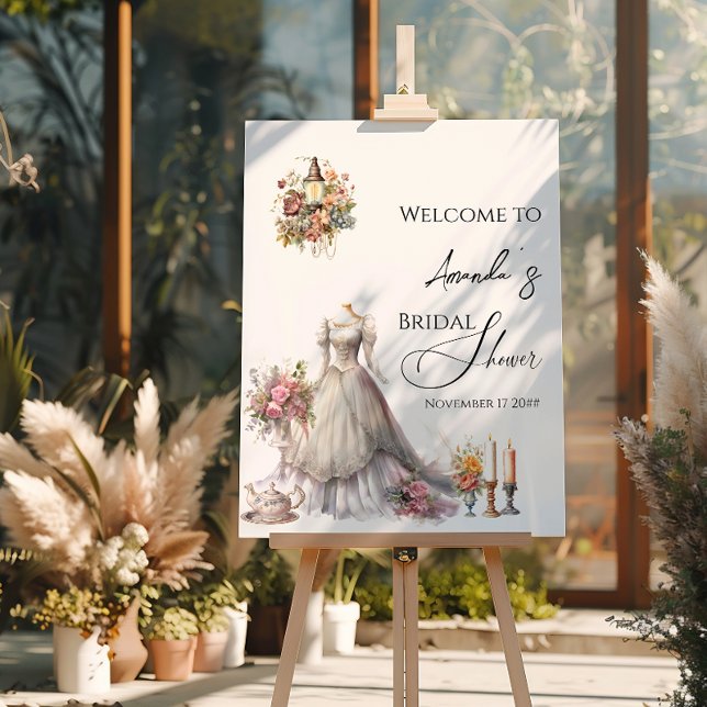 Victorian Wedding Dress Bridal Shower Welcome Foam Board (Creator Uploaded)