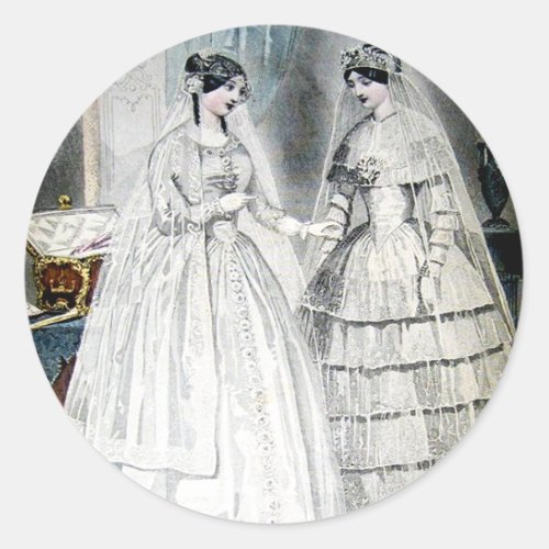 Victorian Wedding Dress Classic Round Sticker