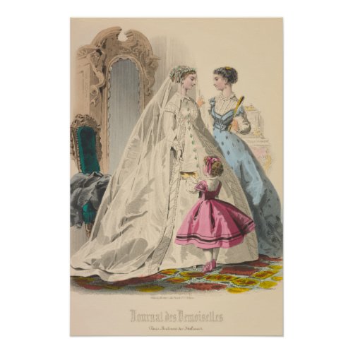 Victorian Wedding Dress French Fashion Vintage Ad Poster