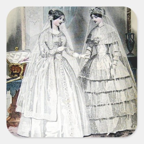 Victorian Wedding Dress Square Sticker