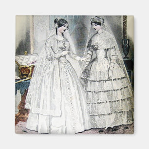 Victorian Wedding Dress Two Women Magnet
