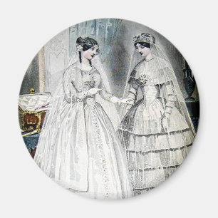 Victorian Wedding Dress Two Women Magnet