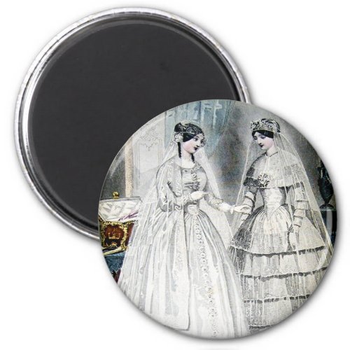 Victorian Wedding Dress Two Women Magnet