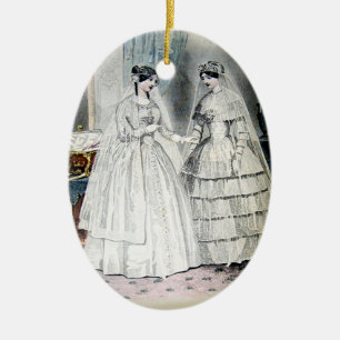 Victorian Wedding Dress Vintage Art Ceramic Ornament