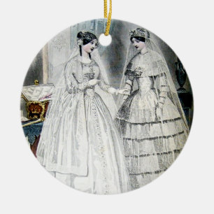Victorian Wedding Dress Vintage Art Ceramic Ornament