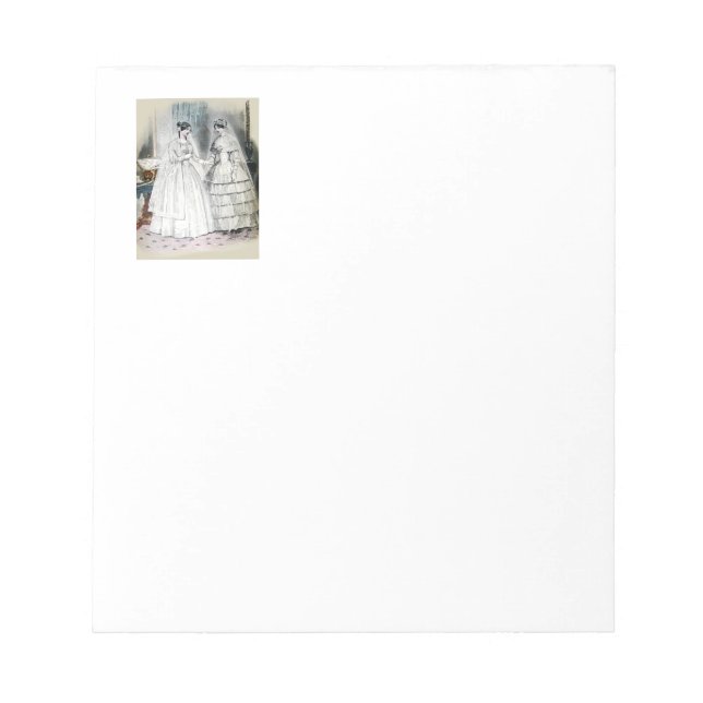 Victorian Wedding Dress Vintage Art Notepad (Front)