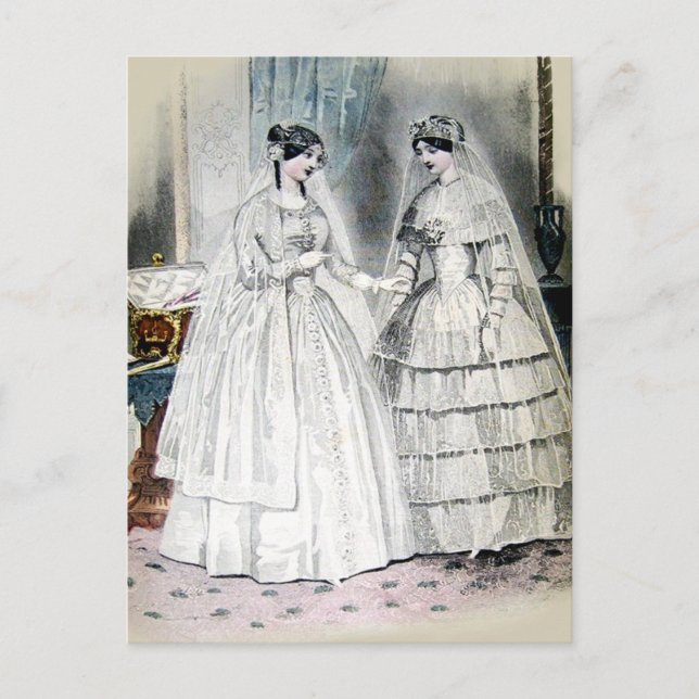 Victorian Wedding Dress Vintage Art Postcard (Front)