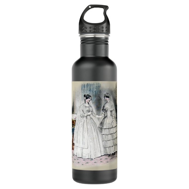 Victorian Wedding Dress Vintage Art Stainless Steel Water Bottle (Front)