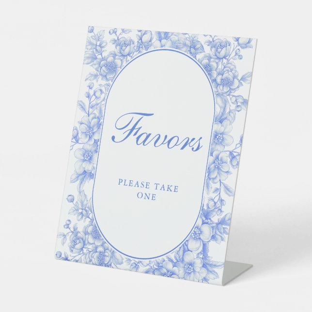 Victorian Wedding Floral Something Blue Favors  Pedestal Sign (Front)