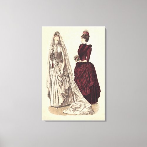 Victorian wedding gown canvas print