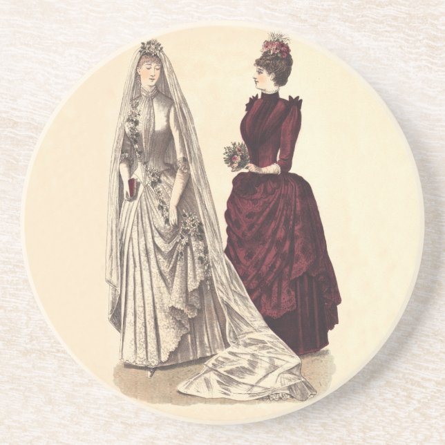 Victorian wedding gown coaster (Front)