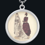 Victorian wedding gown silver plated necklace<br><div class="desc">For anyone who is thinking about a Victorian wedding, this is a beautiful image from an 1886 Godey's Lady's Book, which showcased high fashion illustrations of ladies' garments. This old-fashioned image shows off the wedding dress and bridesmaid's dress that every Victorian woman wanted to own. Perfect for upcoming old-fashioned weddings!...</div>
