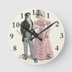 Victorian Wedding Man Woman Dressy Fashion Round Clock
