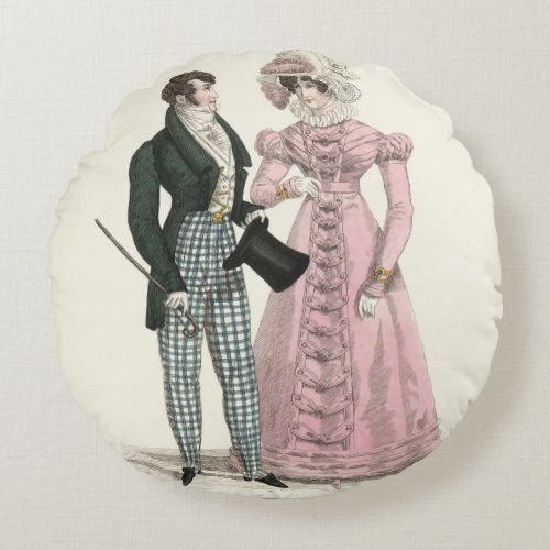 Victorian Wedding Man Woman Dressy Fashion Round Pillow