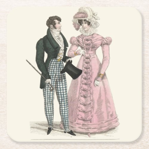 Victorian Wedding Man Woman Dressy Fashion Square Paper Coaster