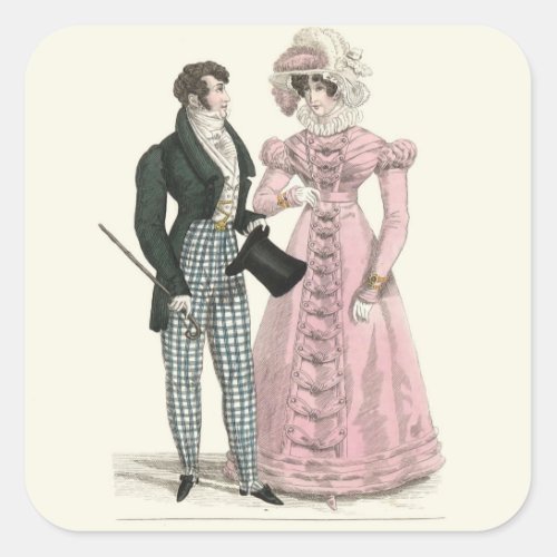 Victorian Wedding Man Woman Dressy Fashion Square Sticker