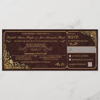 Victorian Wedding Ticket Invitation W/ Rsvp by Trifecta_Designs at Zazzle
