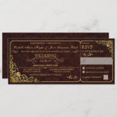 Victorian Wedding Ticket Invitation w/ RSVP (Front/Back)