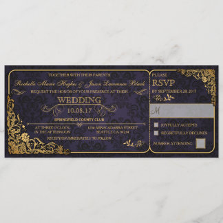 Victorian Wedding Ticket Invitation w/ RSVP