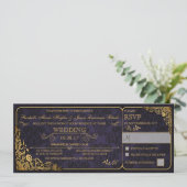 Victorian Wedding Ticket Invitation w/ RSVP (Standing Front)