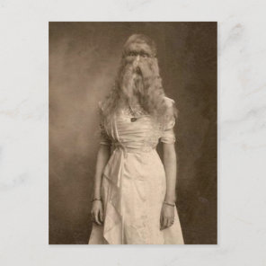 Victorian Weird a Woman Facial Hair Postcard
