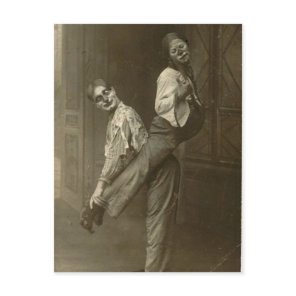 Victorian Weird Two Clowns and a Stunt Postcard