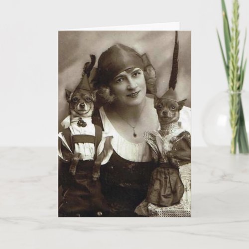 Victorian Weird Woman with Dogs Postcard