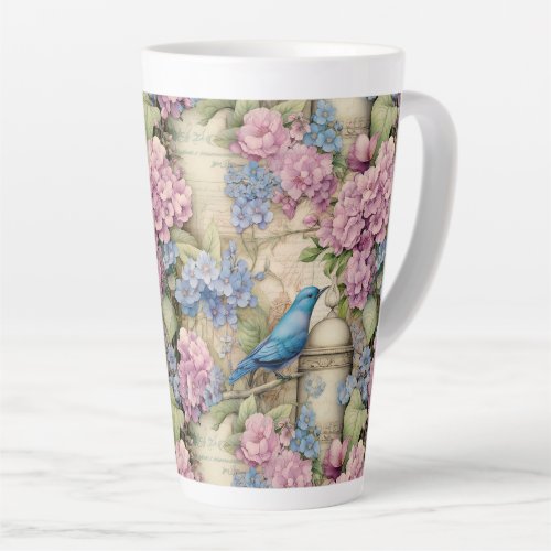  Victorian Whispers Blue Bird and Flowers Latte Mug