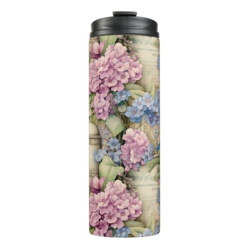 Victorian Whispers Blue Bird and Flowers Thermal Tumbler