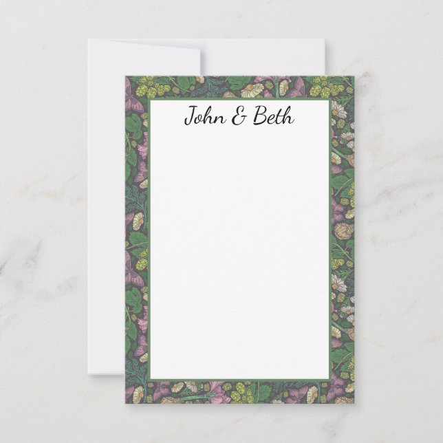 Victorian White Daisies Purple Butterflies Garden Thank You Card (Front)