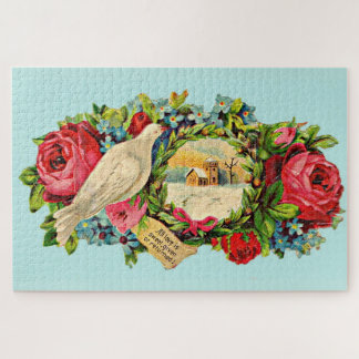 Victorian white dove and love message jigsaw puzzle