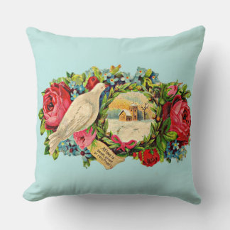 Victorian white dove and love message throw pillow