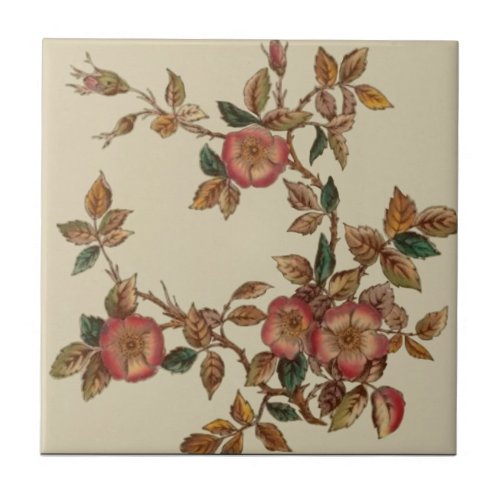 Victorian Wild Rose Transferware Repro Art Ceramic Tile